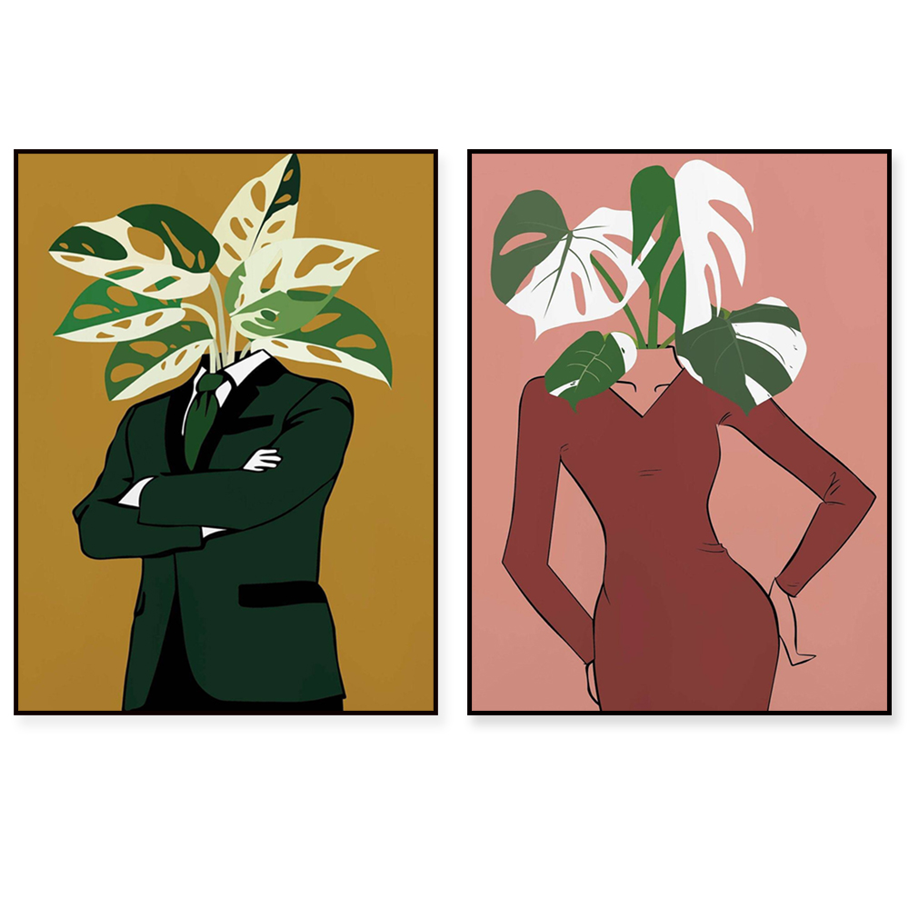 Monstera Adansonii - Monstera Albo dalam poster gaun merah
