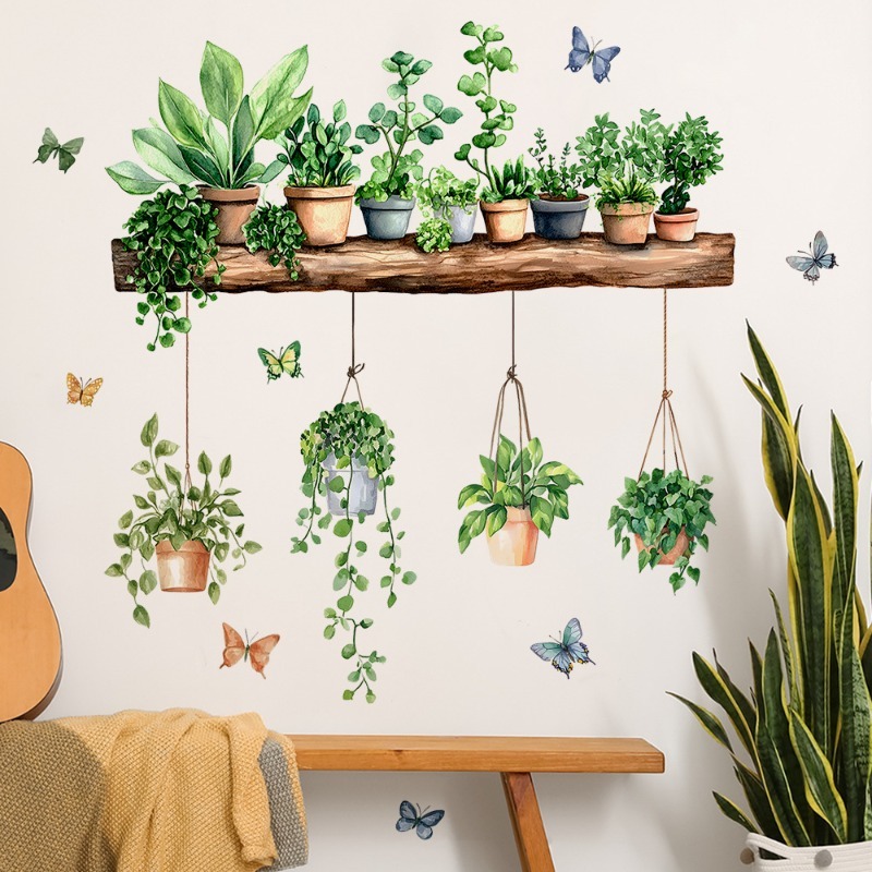 Echeveria Succulent - Stiker Dinding Tanaman Hijau 3D dalam