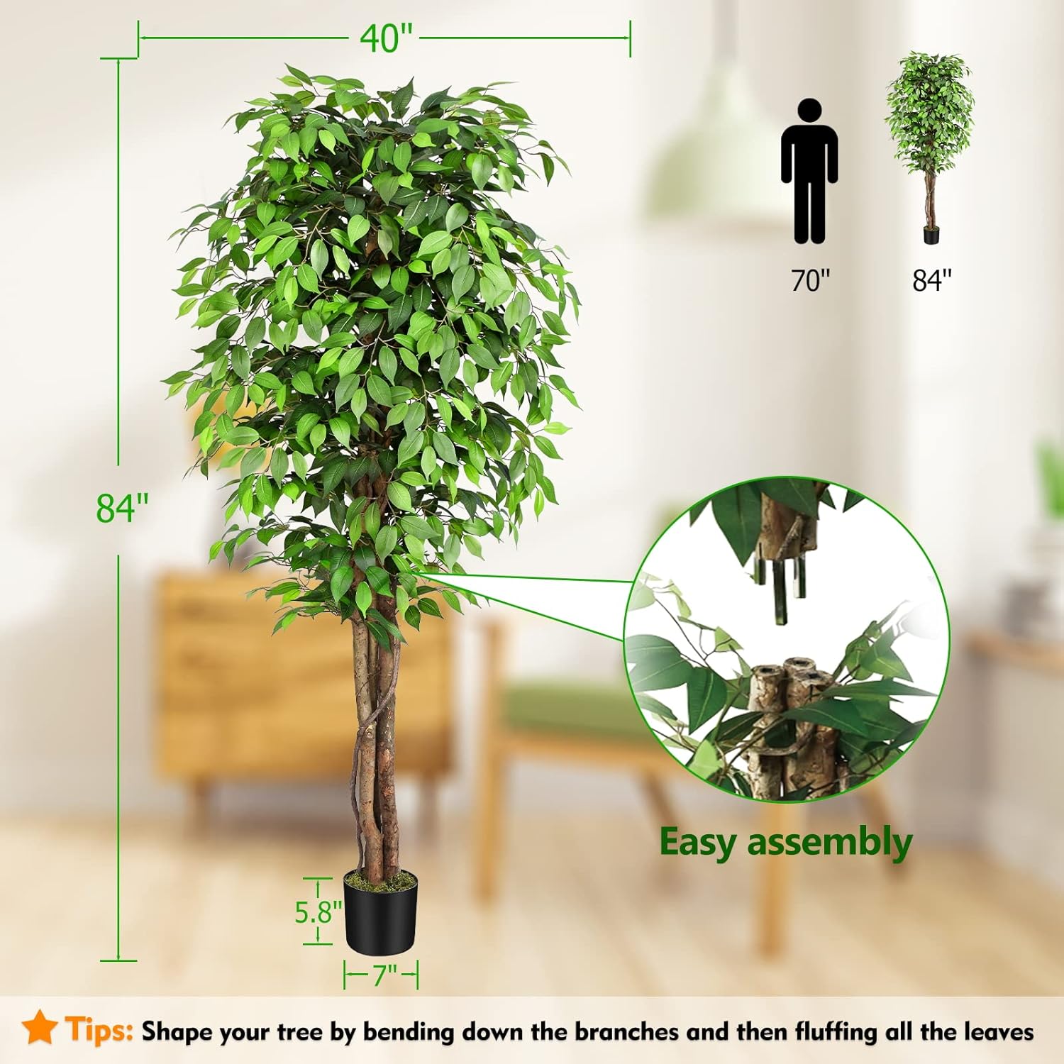 Pohon Ficus Buatan yang Mirip  - Monstera Adansonii ulasan dan harga